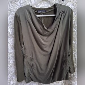 Blank NYC Draped Olive Cowl Neck Two Tone Breasted Coverup
